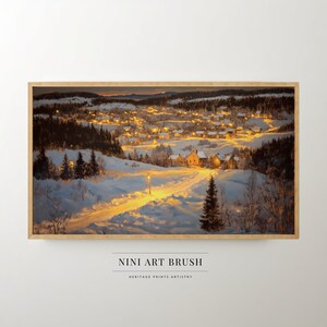 Christmas Village Samsung Frame TV Art Winter Frame TV Art Christmas Frame TV Art Winter Decor Snowy Oil Painting Vintage Christmas Decor