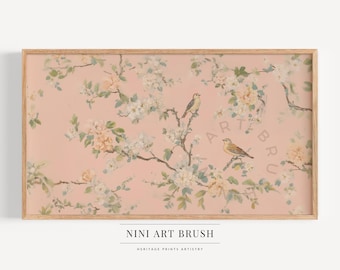 Pink Chinoiserie Wall Art Samsung Frame TV Art Chinoiserie Frame TV Art Spring Frame TV Art Princesscore Cottagecore Decor Farmhouse Decor