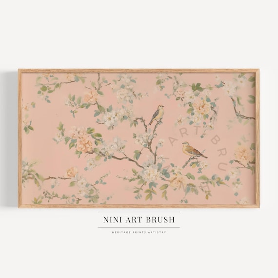 Pink Chinoiserie Wall Art Samsung Frame TV Art Chinoiserie Frame TV Art Spring Frame TV Art Princesscore Cottagecore Decor Farmhouse Decor