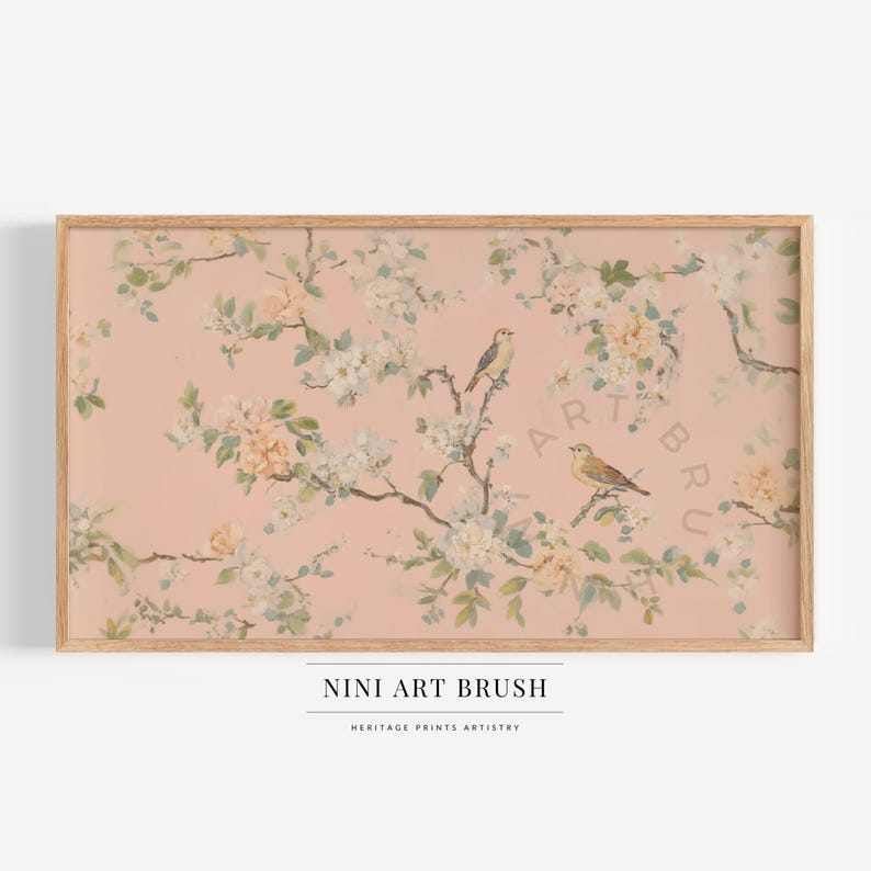 Pink Chinoiserie Wall Art Samsung Frame TV Art Chinoiserie Frame TV Art Spring Frame TV Art Princesscore Cottagecore Decor Farmhouse Decor niniartbrush
nini art brush