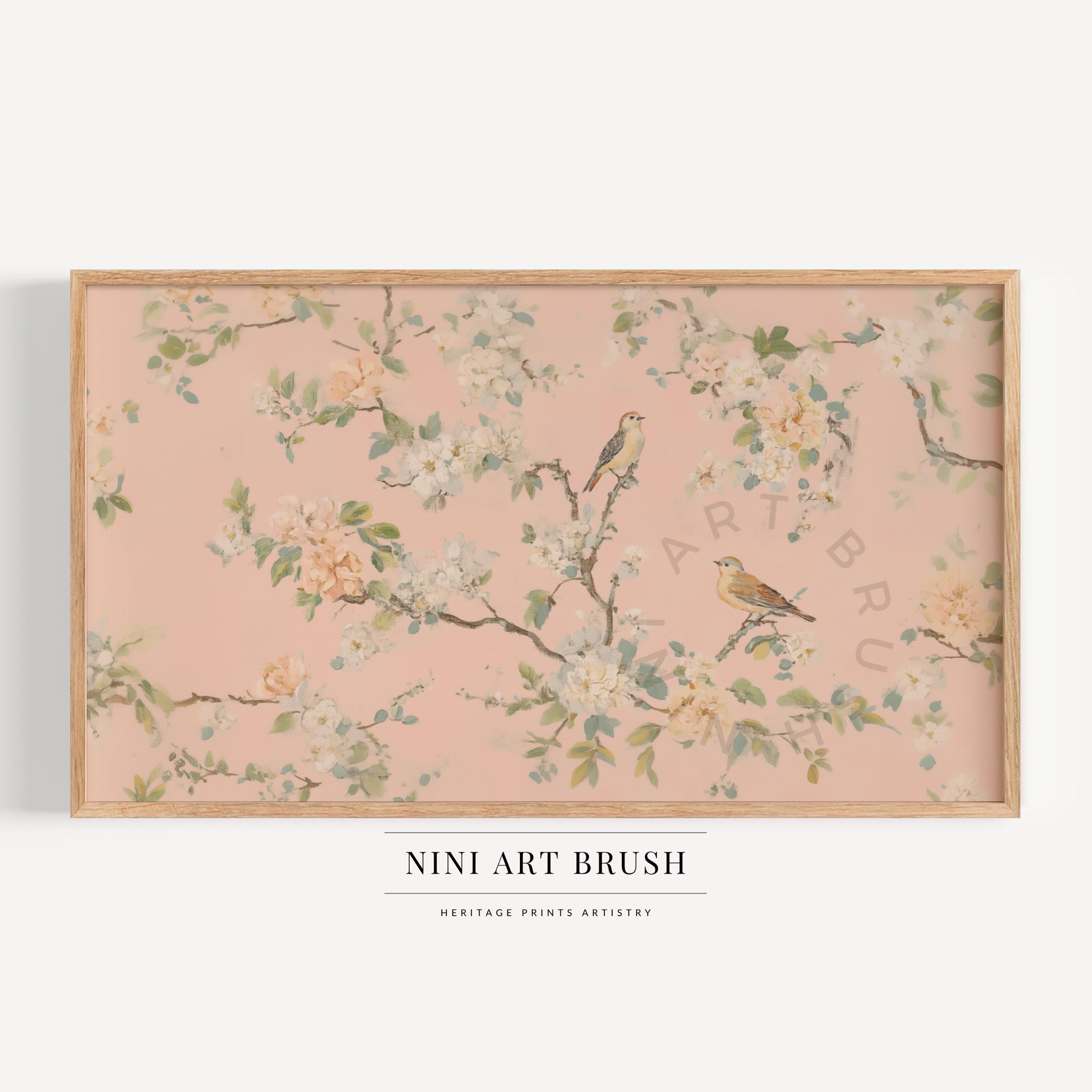 Pink Chinoiserie Wall Art Samsung Frame TV Art Chinoiserie Frame TV Art ...