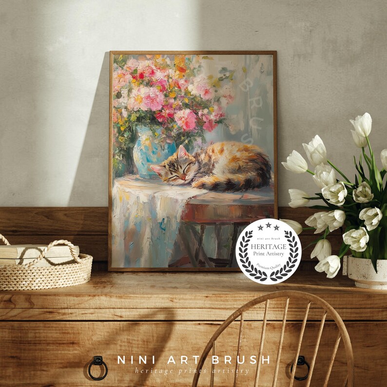 Floral Cat Art Print Vintage Cat Art Printable Wall Art Cottagecore Decor Coquette Room Decor Kitty Cat Painting Cat Lover Gift Oil Painting spring decor 
niniartbrush
nini art brush