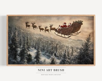 Santa Frame TV Art Vintage Christmas Frame TV Art Winter Samsung Frame TV Art Tis The Season Oil Painting Santa Claus Christmas Decor