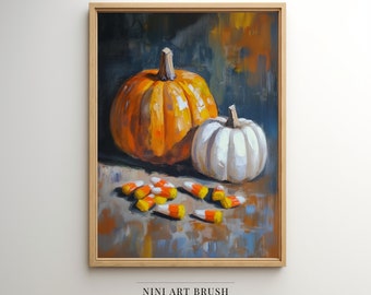 Vintage Pumpkin Halloween Wall Art Halloween Decor Fall Wall Art Fall Decor Autumn Wall Art Spooky Season Printable Wall Art Oil Painting