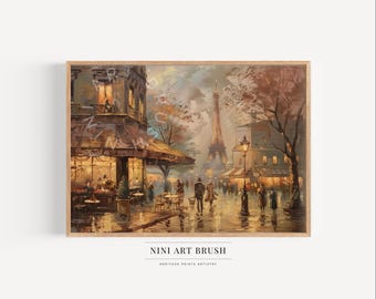 Paris Print Fall Decor Vintage Wall Art Fall Wall Art Autumn Wall Art French Print Digital Oil Painting City Wall Art Printable Wall Art