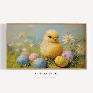 Duckling Samsung Frame TV Art Easter Frame TV Art Spring Frame TV Art Easter Egg Painting Floral Spring Decor Easter Decor Oil Painting