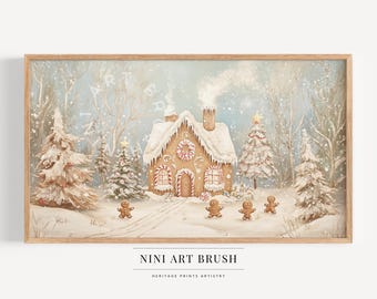 Gingerbread House Print Samsung Frame TV Art Christmas Frame TV Art Winter Frame TV Art Vintage Christmas Decor Winter Decor Oil Painting
