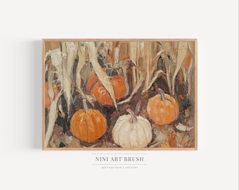 Vintage pompoen print herfst muur kunst herfst muur kunst Halloween muur kunst pompoen muur kunst herfst decor pompoen patch kunst afdrukbare muur kunst