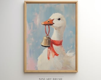 Cuadro de ganso, póster de ganso tonto, decoración de Pascua, estampado de pato vintage, decoración de guardería, decoración de granja, arte de pared de pato imprimible, decoración de primavera