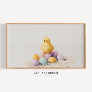 Duckling Samsung Frame TV Art Easter Frame TV Art Spring Frame TV Art Easter Egg Painting Floral Spring Decor Easter Decor Oil Painting