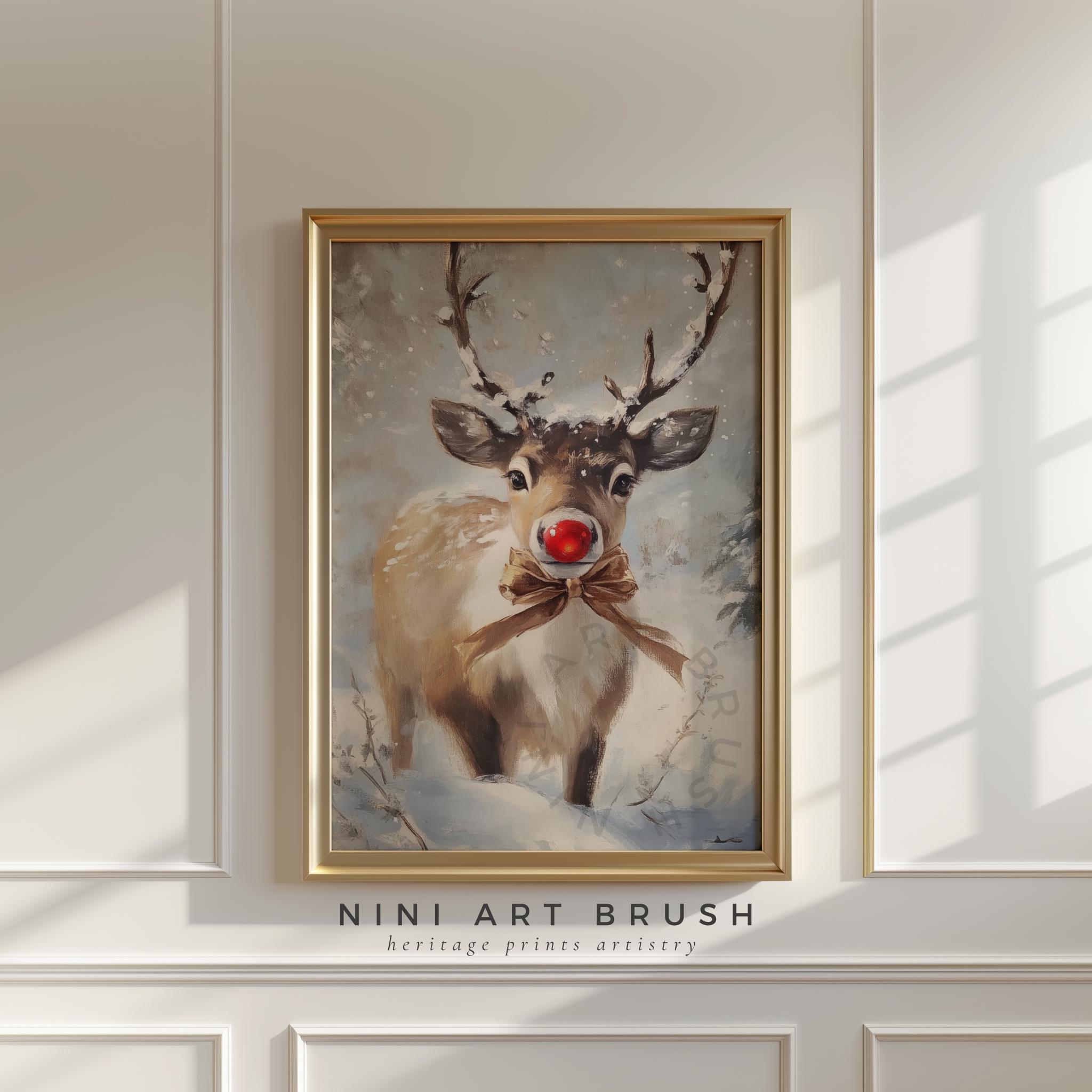 Reindeer Print Rudolph Print Christmas Wall Art Christmas Decor Winter ...
