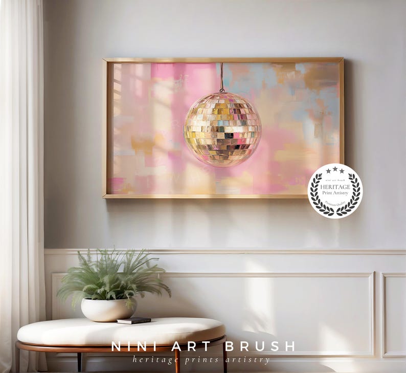 Gold Disco Ball Painting Samsung Frame TV Art Disco Ball Print Frame TV Art Girly Frame TV Art Disco Ball Decor Mirrorball Art Oil Painting mirrorball painting niniartbrush
nini art brush