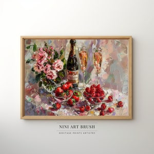 Champagne problemen afdrukbare muur kunst bar kar kunst cocktail print wijn poster coquette kamer decor bloemen stilleven schilderij fruit muur kunst