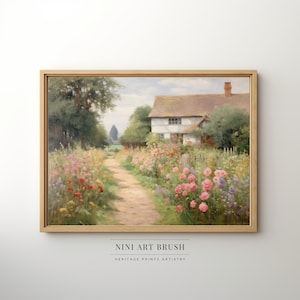 Cottage Garden Digital Print English Garden Wall Art Vintage Floral Wall Art Spring Printable Wall Art Cottagecore Decor Coquette Room Decor