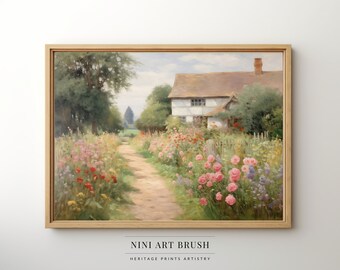 Cottage Garden Impresión digital Jardín inglés Arte de la pared Vintage Floral Wall Art Primavera imprimible Wall Art Cottagecore Decoración Coquette Room Decor