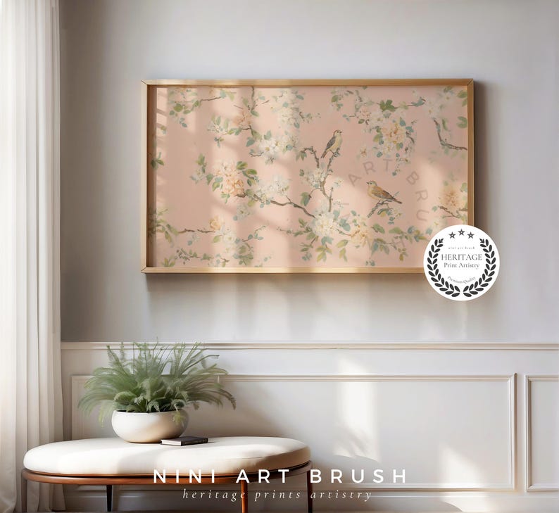 Pink Chinoiserie Wall Art Samsung Frame TV Art Chinoiserie Frame TV Art Spring Frame TV Art Princesscore Cottagecore Decor Farmhouse Decor niniartbrush
nini art brush
