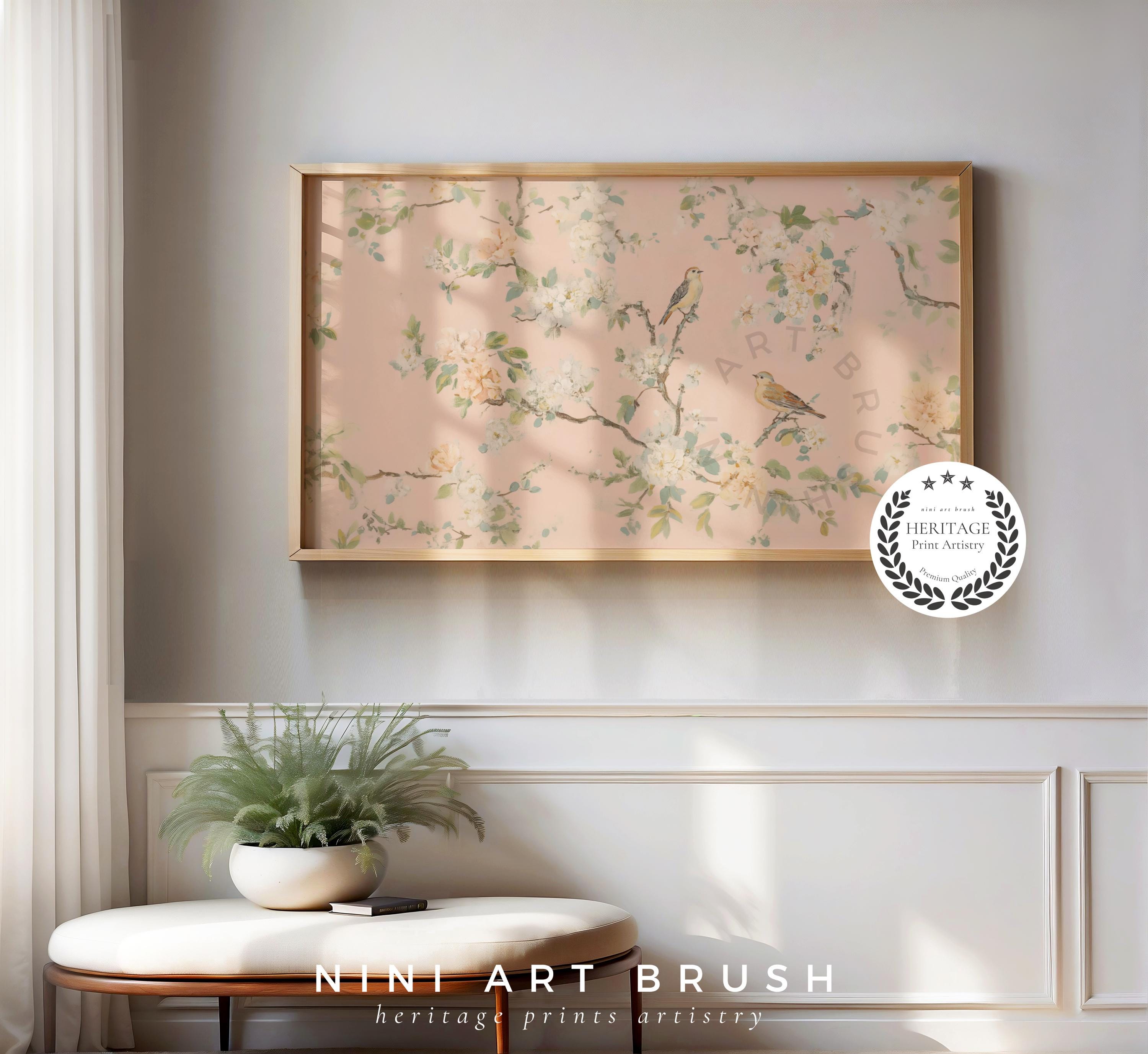 Pink Chinoiserie Wall Art Samsung Frame TV Art Chinoiserie Frame TV Art ...
