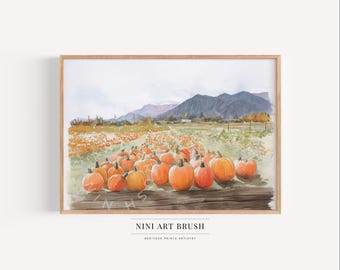 Pumpkin Print Watercolor Painting Fall Wall Art Autumn Wall Art Vintage Pumpkin Wall Art Fall Decor Pumpkin Patch Art Printable Wall Art