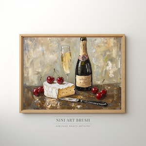 Koktajl Wydrukuj Vintage Wino Plakat Bar Cart Decor Bar Cart Art Stare Pieniądze Estetyczna Wydrukowana Sztuka Ścienna Problemy Szampanowe Malarstwo Olejne Wiśnia