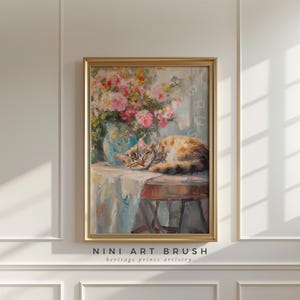 Floral Cat Art Print Vintage Cat Art Printable Wall Art Cottagecore Decor Coquette Room Decor Kitty Cat Painting Cat Lover Gift Oil Painting spring decor 
niniartbrush
nini art brush
