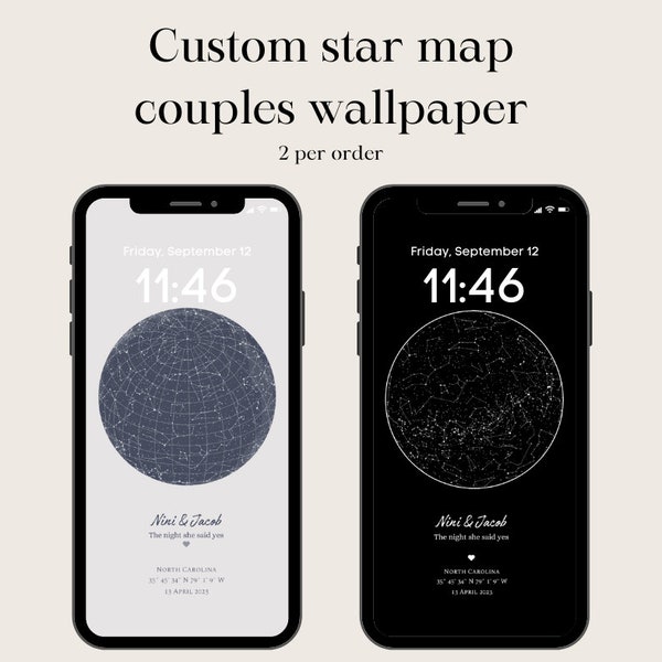 Benutzerdefinierte Sternenkarte Wallpaper Wallpaper für Paare Personalisiertes Geschenk Jahrestagsgeschenk Handy Wallpaper iPhone Wallpaper Space Wallpaper