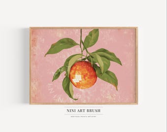Oranje fruit disco print disco fruit afdrukbare muur kunst disco oranje print retro olieverfschilderij disco muur kunst oranje discobal kunst keuken