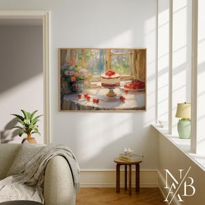 Strawberry Cake Art Strawberry Shortcake Vintage Kitchen Art Coquette Room Decor Printable Wall Art Oil Painting Summer Decor Strawberry decor niniartbrush
nini art brush
summer wall art