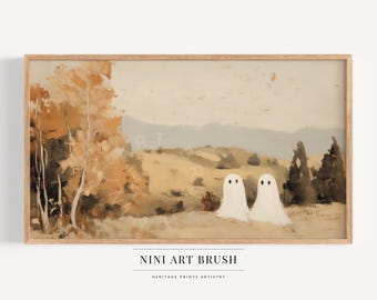 Cute Ghost Frame TV Art Fall Frame TV Art Halloween Samsung Frame TV Art Ghost Painting Vintage Oil Painting Fall Decor Halloween Decor