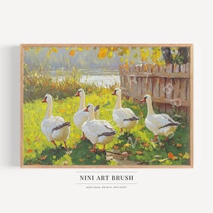 Vintage Goose Painting Duck Wall Art Goose Print Farmhouse Decor Duck Print Printable Wall Art Spring Decor Summer Wall Art Nursery Decor