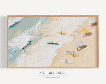 Textured Summer Frame TV Art Beachy Samsung Frame TV Art Surfboard Frame TV Art Vintage Beach Print Surf Print Oil Painting Summer Decor