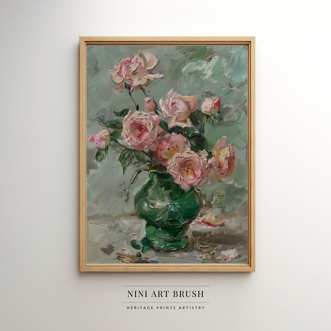 Vintage Floral Wall Art Still Life Print Spring Wall Art Rose Print ...