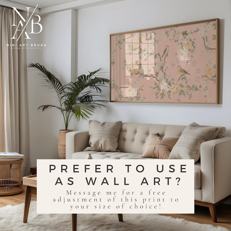 Pink Chinoiserie Wall Art Samsung Frame TV Art Chinoiserie Frame TV Art Spring Frame TV Art Princesscore Cottagecore Decor Farmhouse Decor niniartbrush
nini art brush
