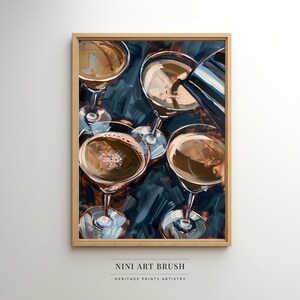 Espresso Martini Print Retro Cocktail Print Bar Cart Art Bar Cart Decor Vintage Wall Art Printable Wall Art Signature Drink Oil Painting