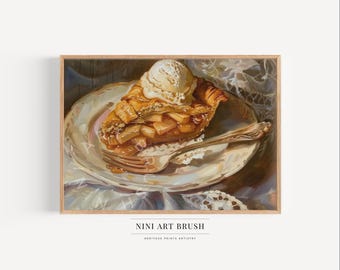 Apple Pie Printable Wall Art Fall Decor Fall Wall Art Autumn Wall Art Vintage Wall Art Food Oil Painting Farmhouse Decor Thanksgiving Decor