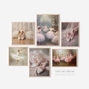 Ballet Printable Wall Art Set Of 6 Coquette Room Decor Balletcore Gallery Wall Set Vintage Wall Art Ballet Dance Print Neutral Wall Art