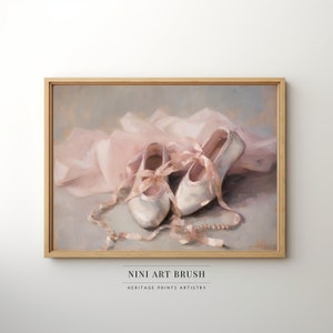 Ballet Shoes Print Coquette Room Decor Vintage Wall Art Ballet Print Ballerina Oil Painting Dance Wall Art Balletcore Print Girly Wall Art