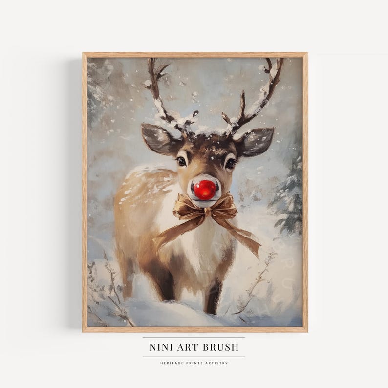 Reindeer Print Rudolph Print Christmas Wall Art Christmas Decor Winter ...