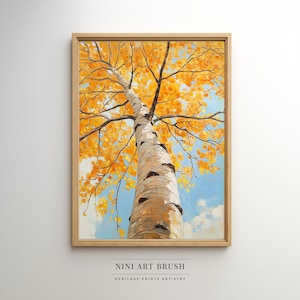 Birch Tree Painting Fall Wall Art Fall Decor Printable Wall Art Autumn Wall Art Autumn Decor Vintage Wall Art Nature Wall Art Oil Painting