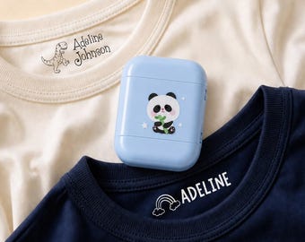 White & Black Ink Clothing Stamp: Personalised Dual-Ended Name Stamper for Uniforms and Laundry