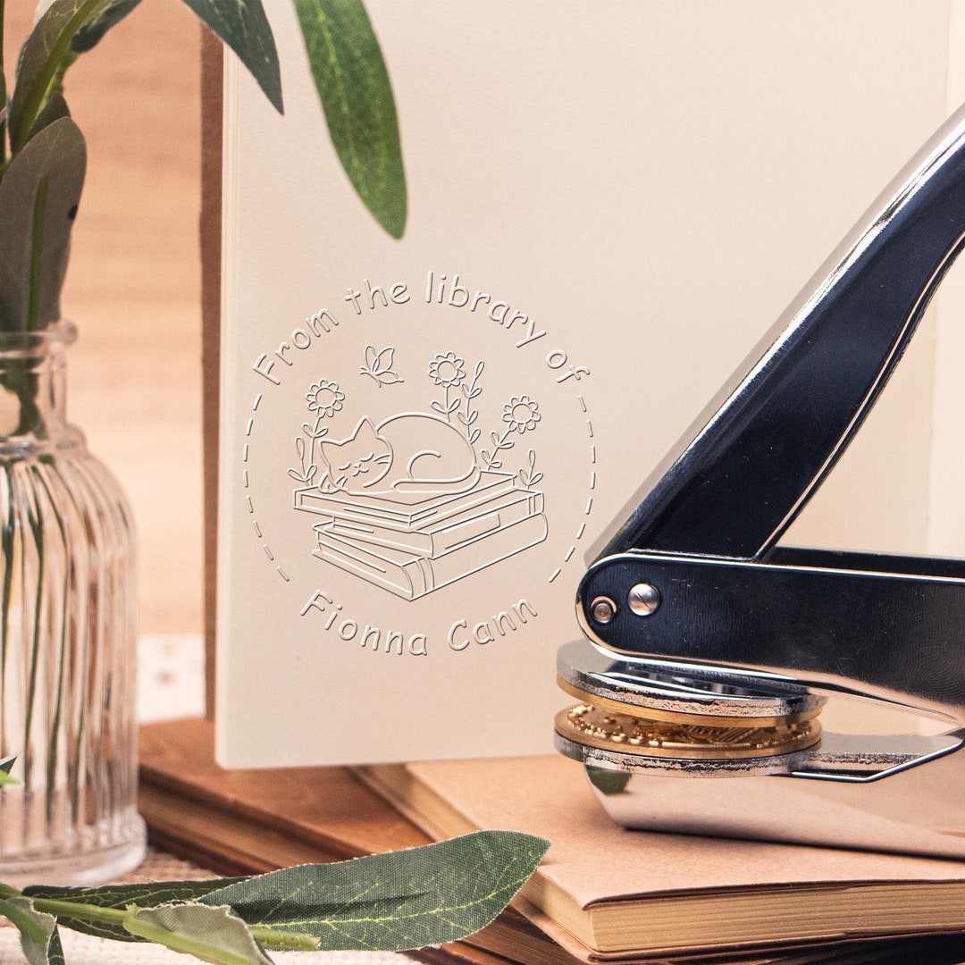 Custom Embosser, Personalized Logo Embosser, Book Lover Gift, Cat Lover ...