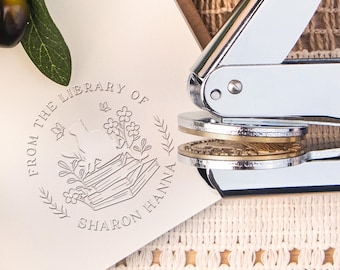 Book Embosser, Custom Book Embosser, Personalized  logo Embosser, Book lover Gift, Cat Lover Gifts ,From the Library of, cat embosser stamp
