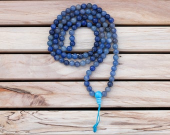 Blue Aventurine Prayer Bead Mala, 108 Beads, 8MM