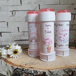 Etichetta personalizzata Tubo per bolle di sapone Bel regalo da offrire Per ravvivare con le bolle Battesimo Compleanno Baby Shower Festa