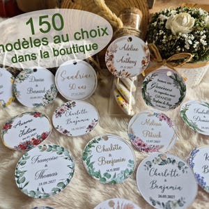 Étiquettes 3,5cm perforées personnalisées Mariage Union Pacs Baptême Anniversaire Baby Shower Naissance Fête Communion Cadeau personnalisé