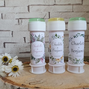 set of personalized labels Soap bubble tube Great gift to offer Liven up your event Wedding Baptism Birthday with bubbles