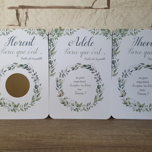 Carte à gratter personnalisable pour Annoncer Demander Demoiselle / Garçon d'Honneur, Témoin mariage Cérémonie Une demande Originale -MOD26