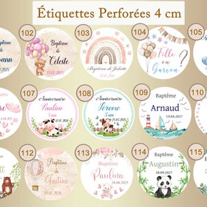 Étiquettes 4cm perforées personnalisées pour Baptême Anniversaire  Baby Shower Naissance Fête Gender Reveal Cadeau personnalisé