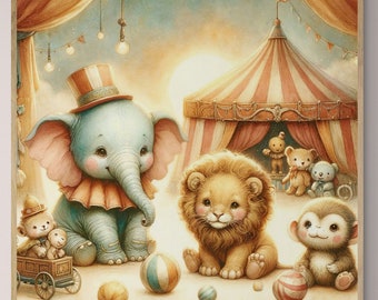 Circus Animals Nursery Print – Kids Room Decor (Digital Download)