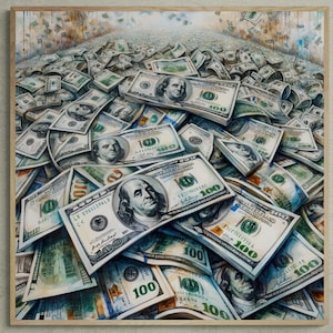 Watercolor 100 Dollar Bill Art Print - Unique Money Wall Decor, Currency Waterpaint, Collector’s Wall Art