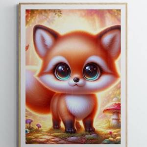 Baby Fuchs Kinderzimmer Print - Waldtier Wand Kunst, Gender Neutral Kinderzimmer Dekor, Digital Download Poster